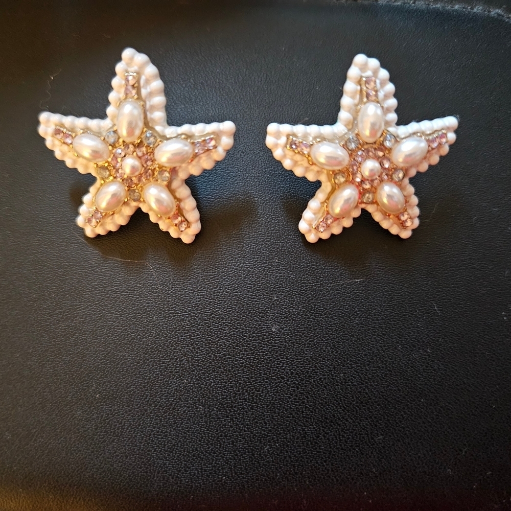 Starfish Pearl Earrings Elegant